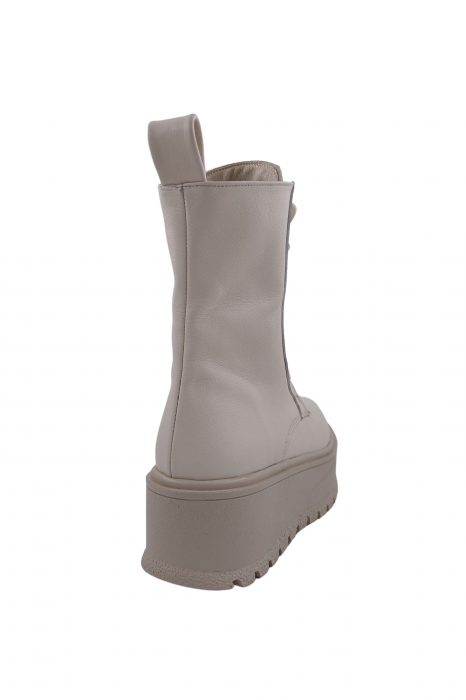 Ghete damă casual, piele naturală box, talpă înaltă, crampoane mari, bej, SANDALI [3]