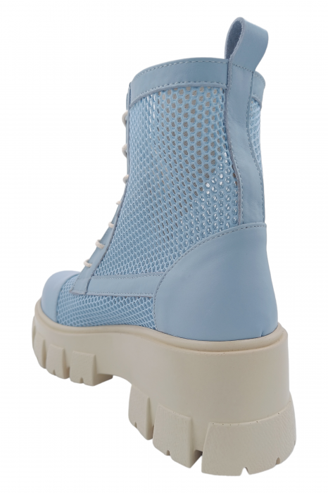Ghete damă, piele naturală box, plasă, talpă ușoară, crampoane mari, aquamarin [3]