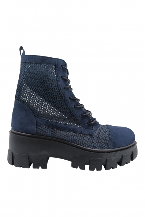 Ghete damă, piele naturală velur, plasă, talpă ușoară, crampoane mari, bleumarin [2]