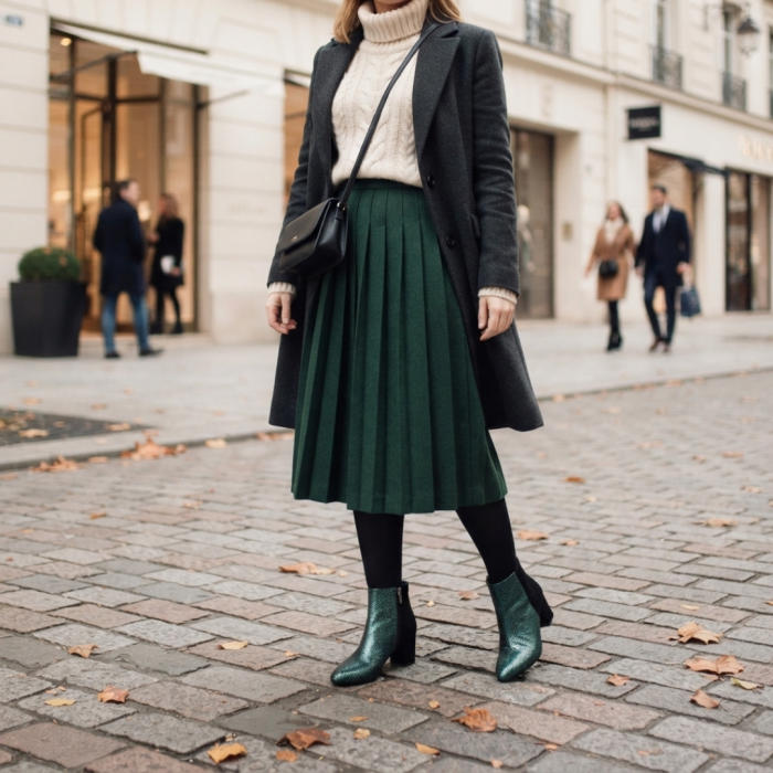 Botine damă piele – Emerald Metallic, vârf ascuțit [5]