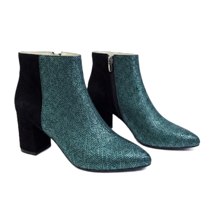 Botine damă piele – Emerald Metallic, vârf ascuțit [4]