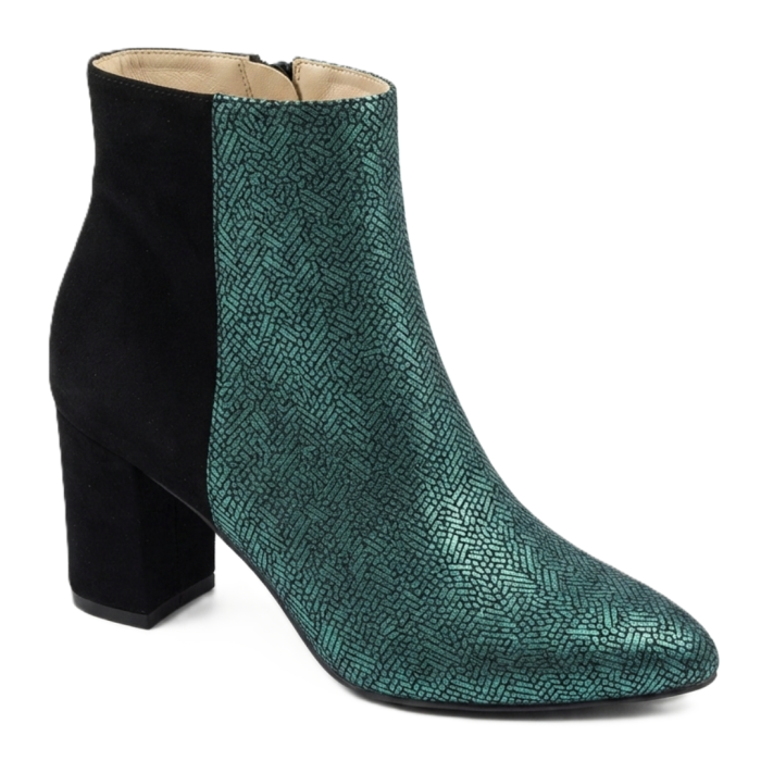 Botine damă piele – Emerald Metallic, vârf ascuțit [2]