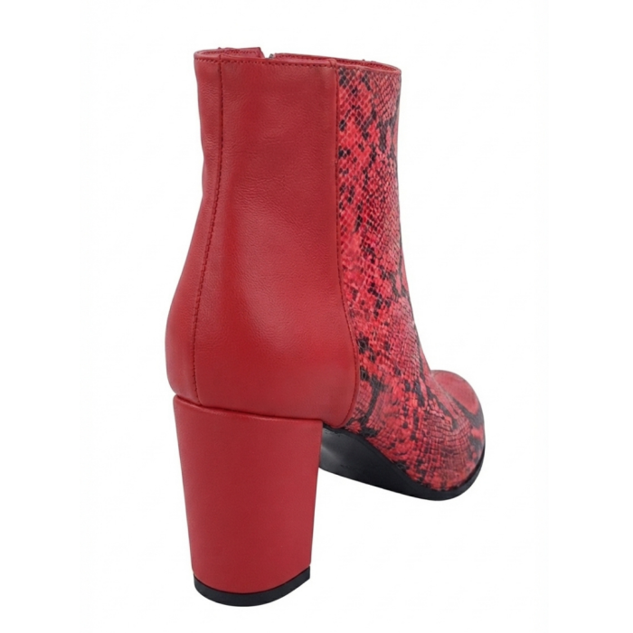 botine dama piele naturala ruby snake piele box rosu varf migdalat toc gros 6 cm [3]