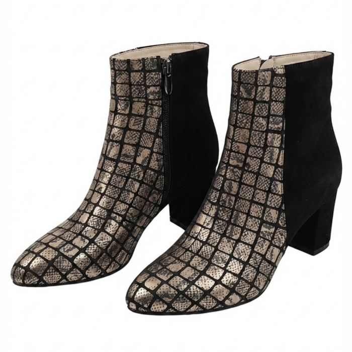 Botine damă piele – Python Golden, vârf ascuțit [4]