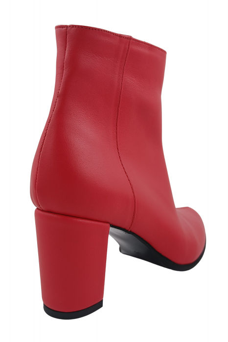 Botine damă eleganți, piele naturală, vârf migdalat, toc gros îmbrăcat, roșu. [3]