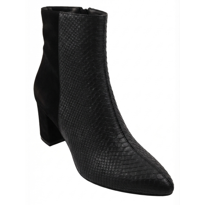 Botine damă piele – Black Scales, vârf ascuțit [2]