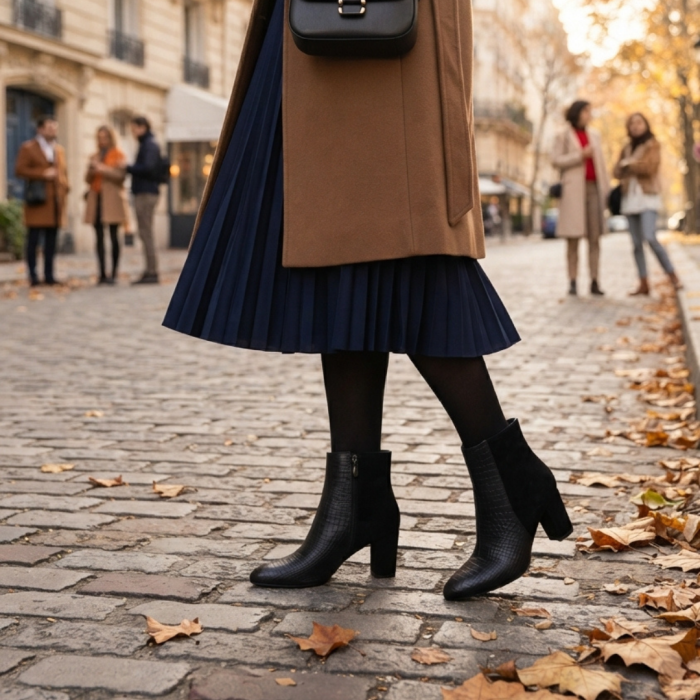 Botine damă piele – Black Scales, vârf ascuțit [5]
