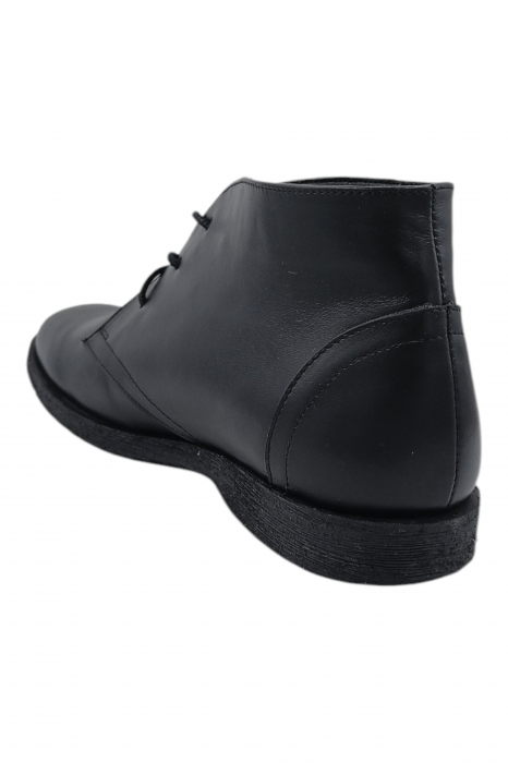 Ghete casual unisex - piele naturală box, șireturi, talpă ușoară, negru [3]