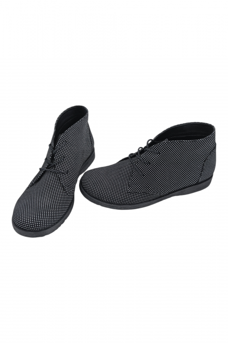 Ghete casual unisex - piele naturală, sireturi, talpa usoara, imprimeu carouri [5]