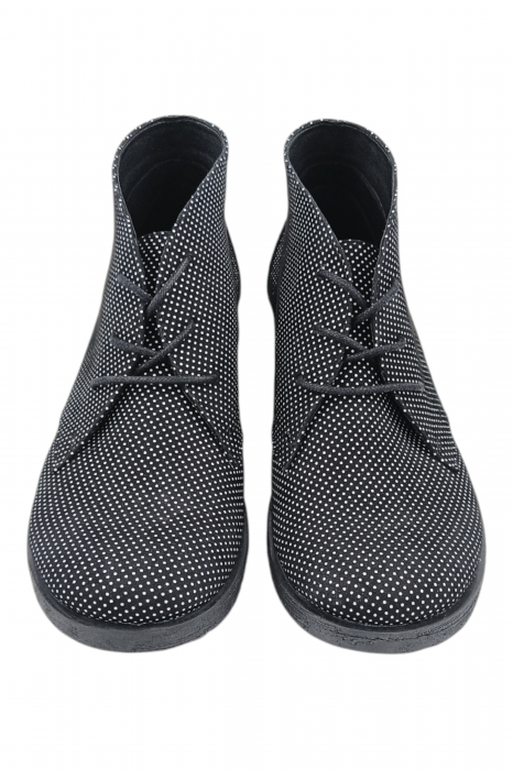 Ghete casual unisex - piele naturală, sireturi, talpa usoara, imprimeu carouri [4]