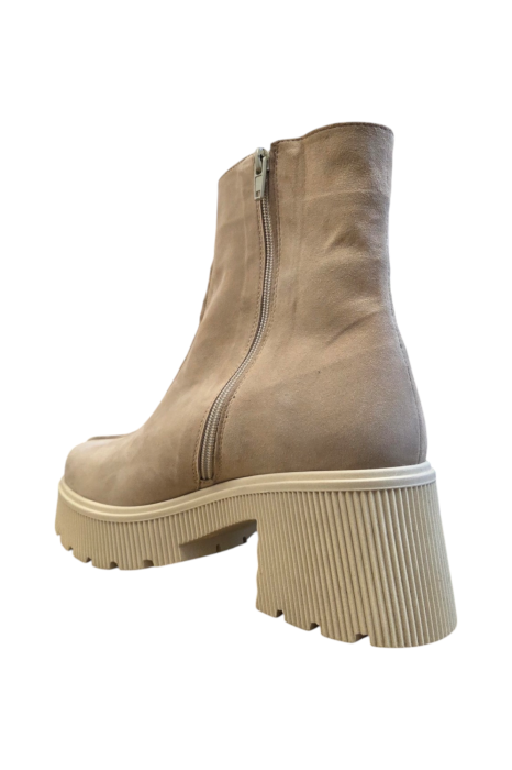 Ghete damă bej din piele întoarsă cu cusătură decorativă [3]