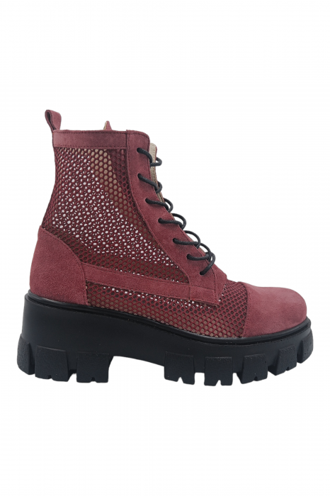 Ghete damă, piele naturală velur, plasă, cărămiziu, 38 [1]