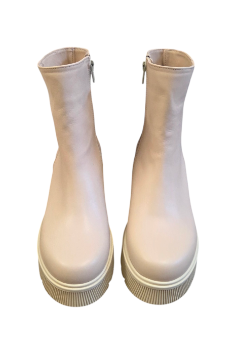 Ghete damă bej din piele naturală box cu talpă masivă [4]