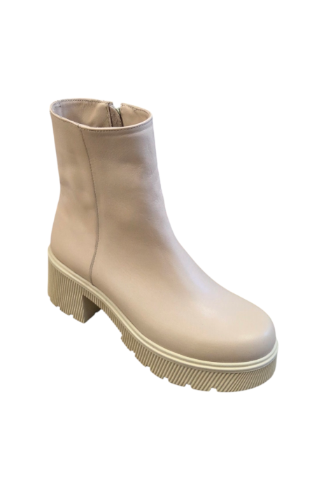 Ghete damă bej din piele naturală box cu talpă masivă [2]