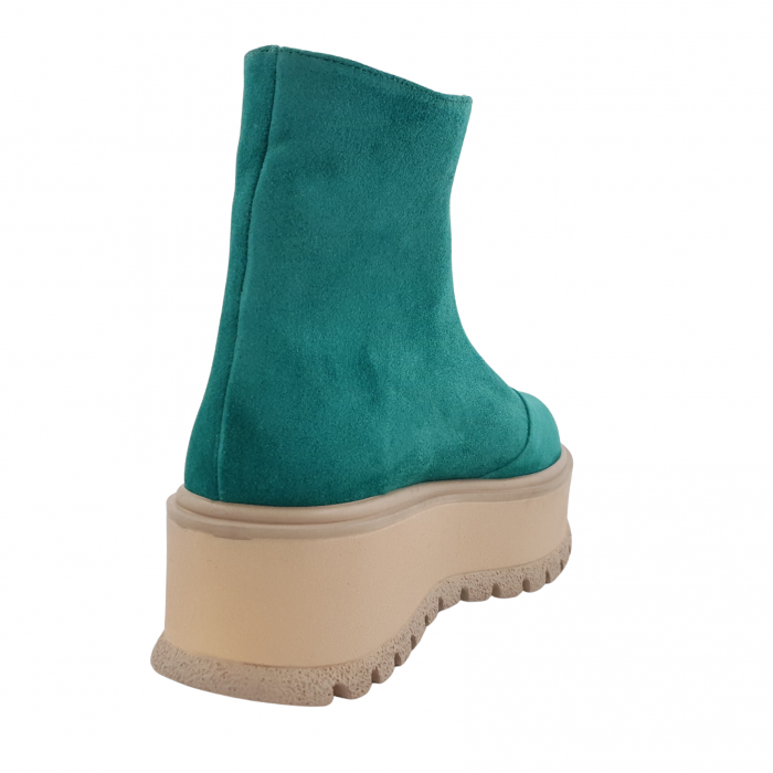 Ghete damă casual, piele naturală, fermoar, talpă înaltă, verde velur [2]
