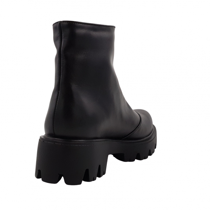 Ghete damă casual, piele naturală, fermoar, talpă ușoară, crampoane mari, negru, Sandali [2]