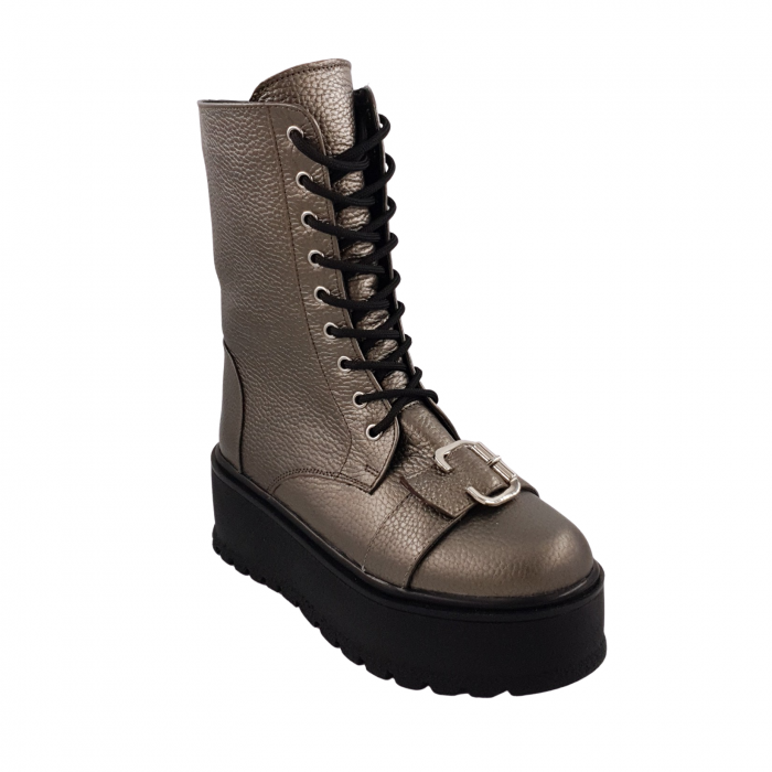 Ghete damă casual, piele naturală bizon, bronz, 35; 37; 39; 40 [1]