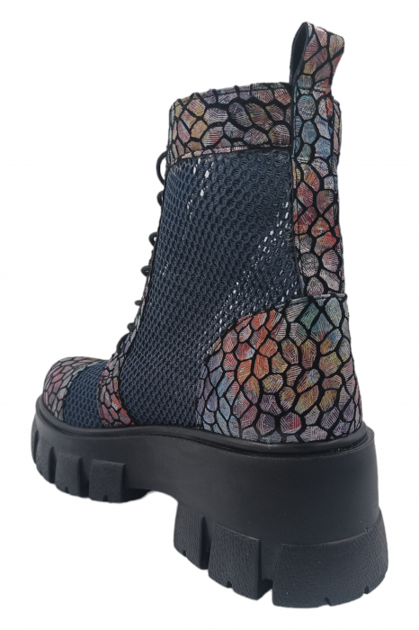 Ghete damă casual, piele naturală, plasă bleumarin, talpă ușoară, crampoane mari, mozaic, SANDALI [4]