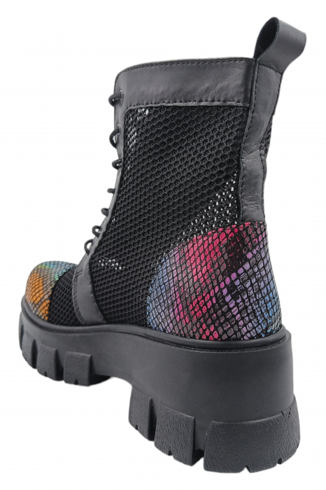 Ghete damă casual, piele naturală, plasă neagra, talpă ușoară, crampoane mari, sarpe colorat, SANDALI [3]