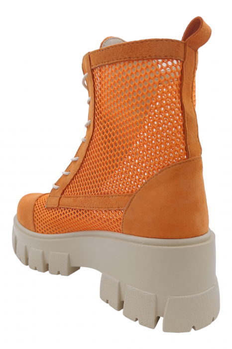 Ghete damă, piele naturală velur, plasă, talpă ușoară, oranj, 37 [2]