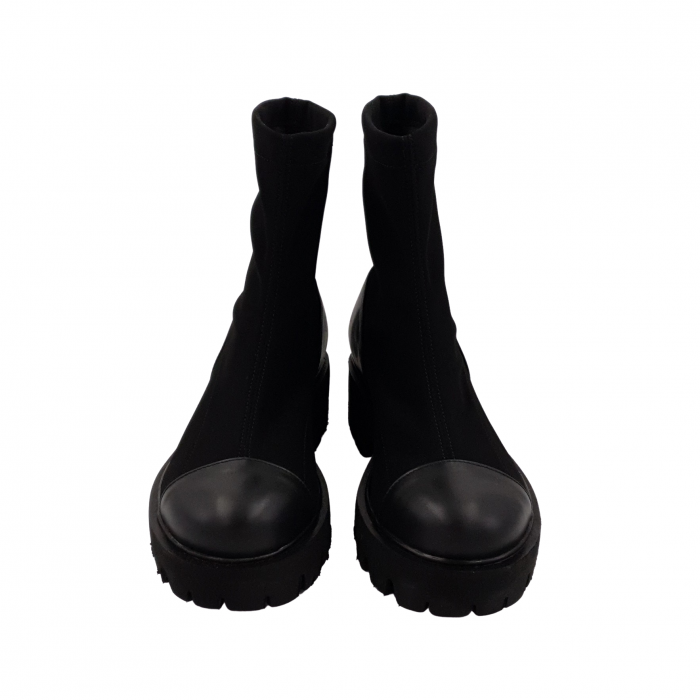 Ghete damă casual, piele naturală, stretch (elastic), talpă ușoară, crampoane mari, negru [3]