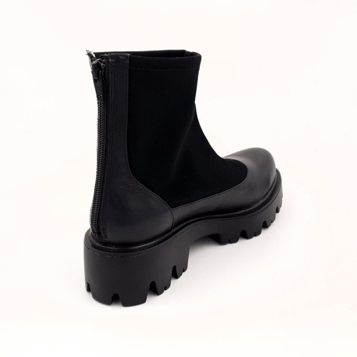 Ghete damă piele box & stretch – slip-on cu fermoar [3]