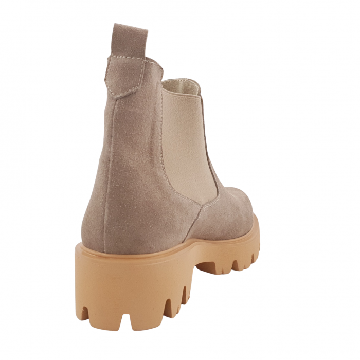 Ghete damă casual, piele naturală velur, talpă ușoară, crampoane mari, bej, Sandali [2]