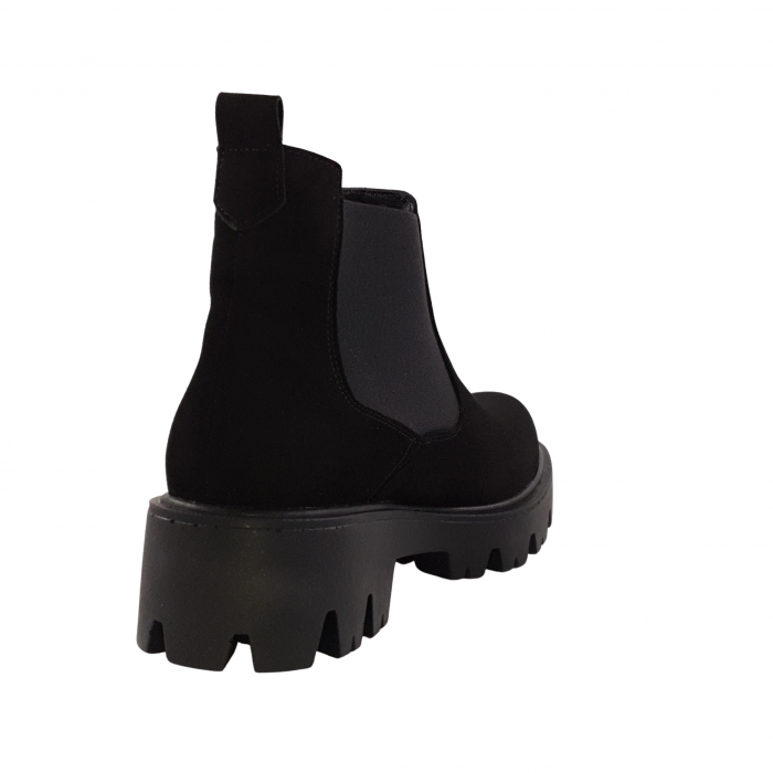 Ghete damă casual, piele naturală, talpă ușoară, crampoane mari, negru velur, Sandali [2]