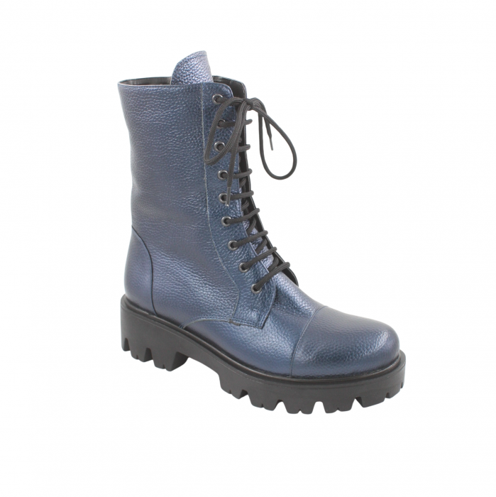 Ghete damă casual, piele naturală bizon, talpă ușoară, albastru, 35 [1]