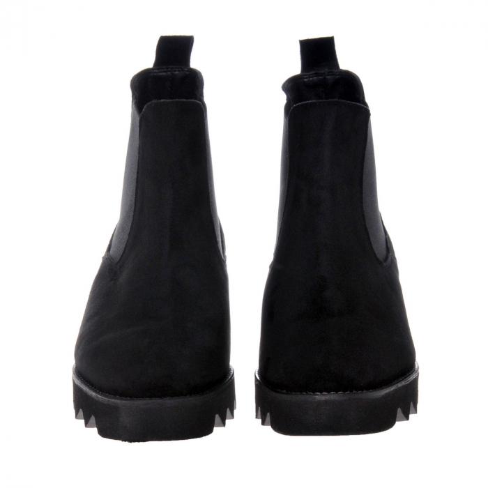 Ghete damă, piele naturală velur, elastic, talpă ușoară, microporos, negru, Sandali [2]