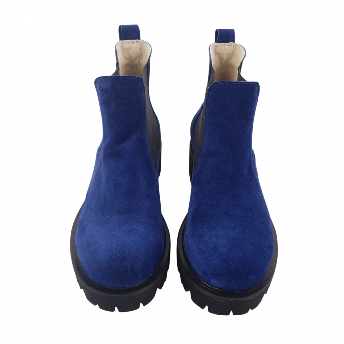 Ghete damă, piele naturală velur, talpă ușoară, crampoane mari, bleumarin, Sandali [3]