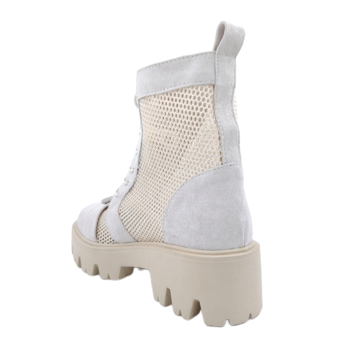 Ghete damă, piele naturală velur, plasă,cataramă, bej, 34 [2]