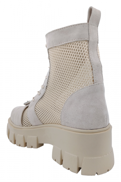 Ghete damă, piele naturală velur, plasă,cataramă, bej, 34 [2]
