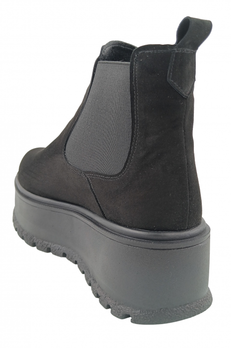 Ghete damă, piele naturală velur, talpă înaltă, fără închidere, negru [3]