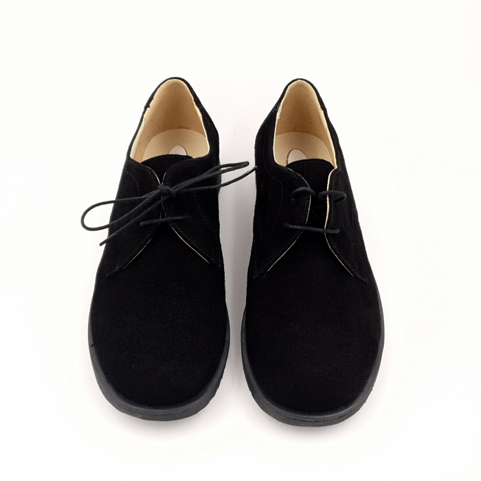 Pantofi casual, tip unisex, piele naturală întoarsă, negru velur, Sandali [5]