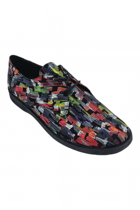 Pantofi casual unisex - piele naturală box, sireturi, talpa usoara, imprimeu picasso [2]