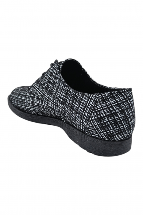 Pantofi casual unisex - piele naturală box, sireturi, talpa usoara, imprimeu carouri [3]