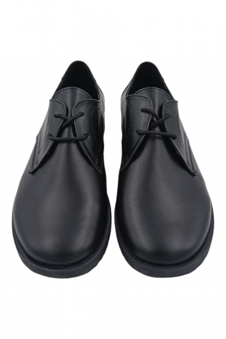 Pantofi casual unisex - piele naturală box, sireturi, talpa usoara, negru [4]