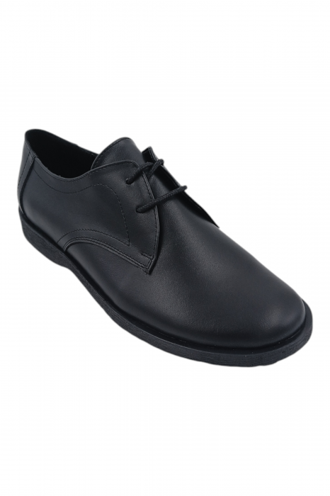 Pantofi casual unisex - piele naturală box, sireturi, talpa usoara, negru [2]
