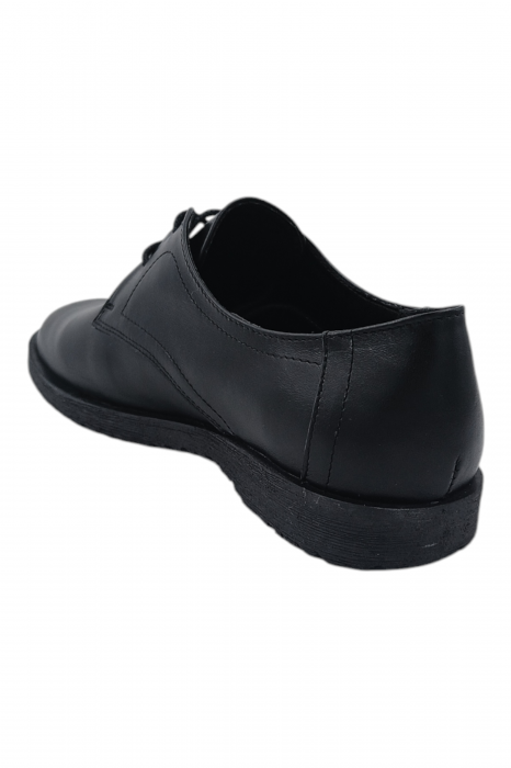 Pantofi casual unisex - piele naturală box, sireturi, talpa usoara, negru [3]