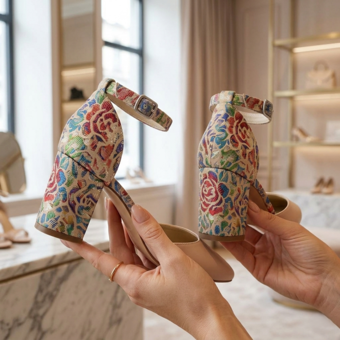 pantofi dama bej piele naturala luxury mosaic [5]