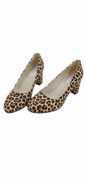 Pantofi damă aspect mat cu imprimeu leopard, toc gros 6 cm [4]