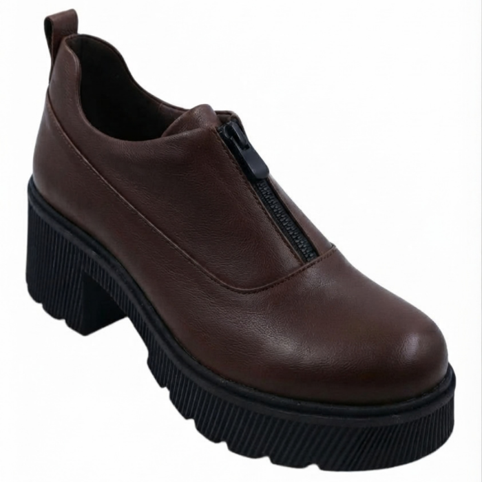 Pantofi damă piele naturală maro cognac [2]