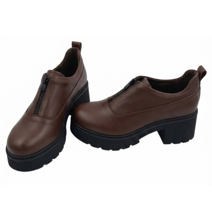 Pantofi damă piele naturală maro cognac [5]