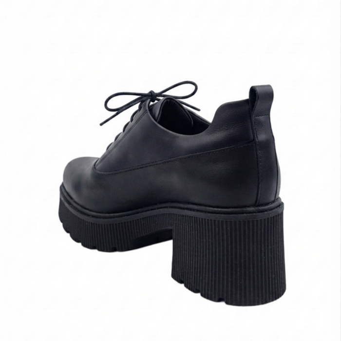 Pantofi moderni din piele naturală – varianta complet neagră, talpă masivă [3]