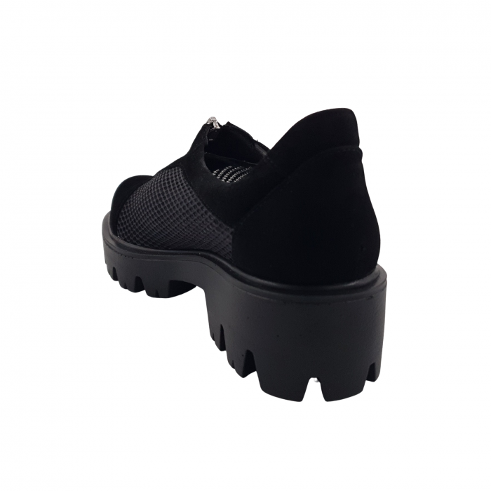 Pantofi damă casual, piele naturală, plasă, fermoar, talpă ușoară, crampoane, negru, Sandali [2]