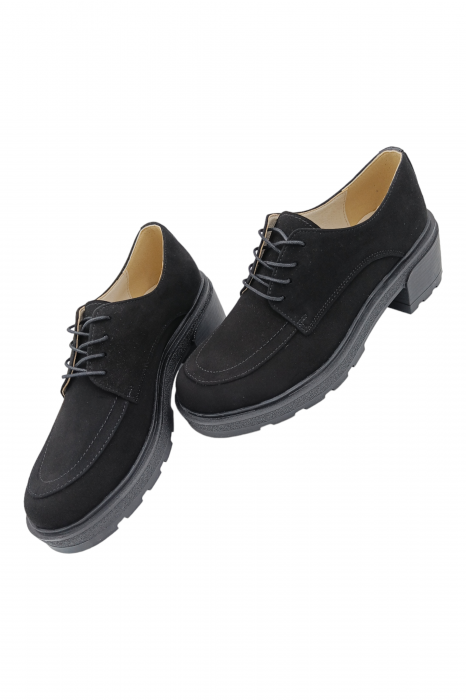 Pantofi damă eleganți, piele naturală velur, talpă ușoară, crampoane, negru, SANDALI [5]