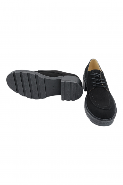 Pantofi damă eleganți, piele naturală velur, talpă ușoară, crampoane, negru, SANDALI [6]