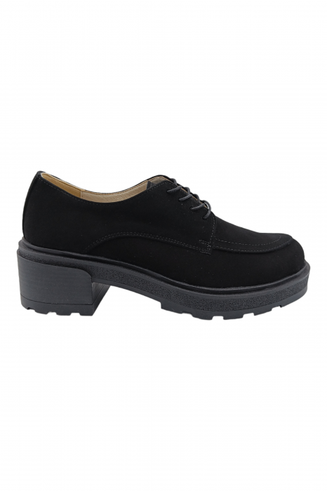 Pantofi damă eleganți, piele naturală velur, talpă ușoară, crampoane, negru, SANDALI [2]