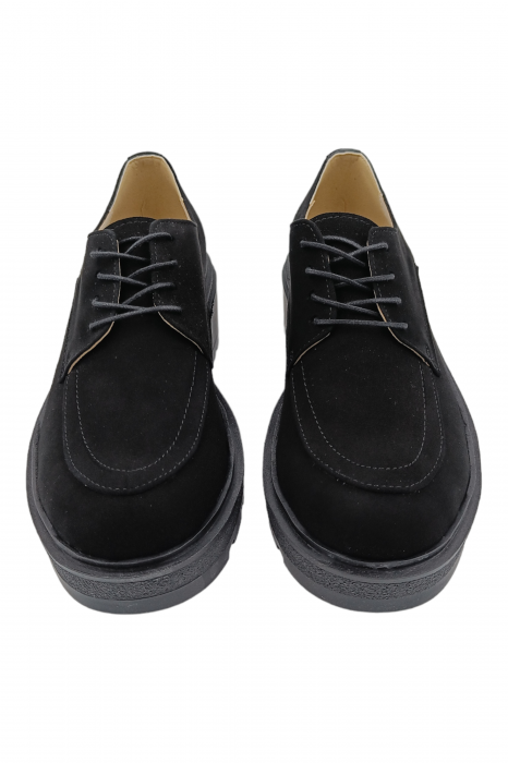 Pantofi damă eleganți, piele naturală velur, talpă ușoară, crampoane, negru, SANDALI [4]